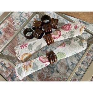 Vintage Wood Napkin Rings, Knobler Napkin Holders, Set of 8, Taiwan